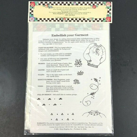 Mary Engelbreit Daisy Kingdom Iron-On Transfer Affectionally Yours 6554 NEW - Picture 3 of 3